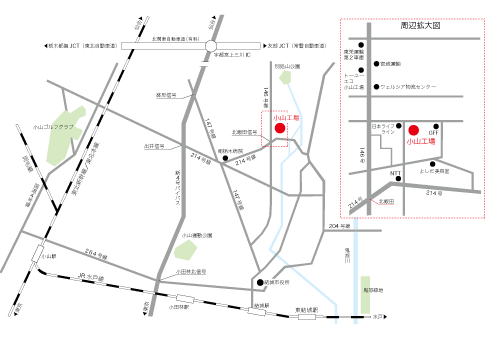 北関東営業部・小山工場MAP